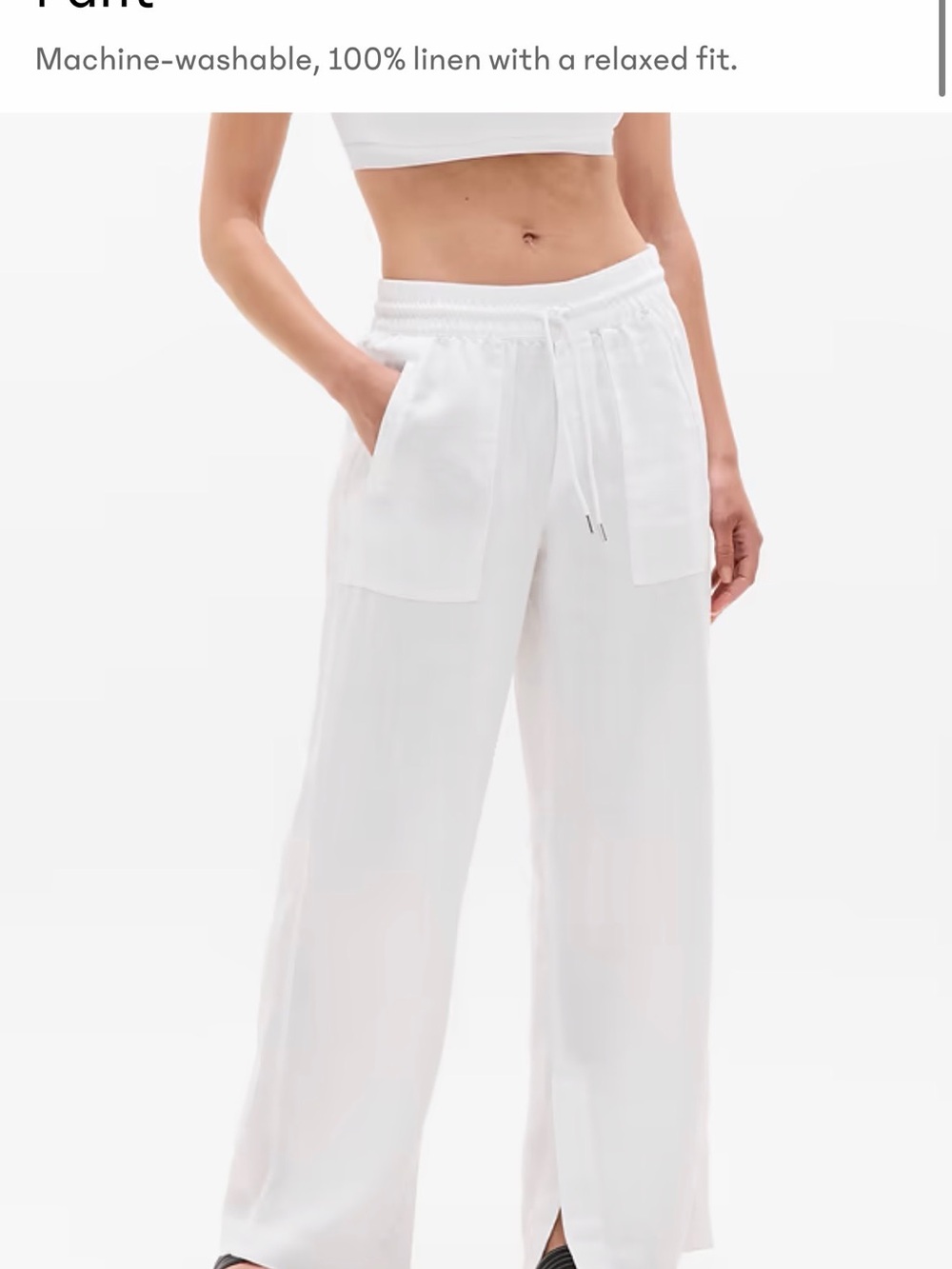 Athleta Retreat Wide-Leg Linen Drawstring Pants - White